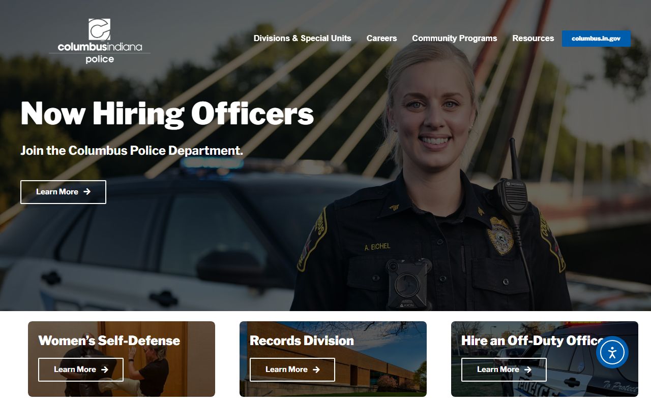 Columbus Police Department website showing records resources