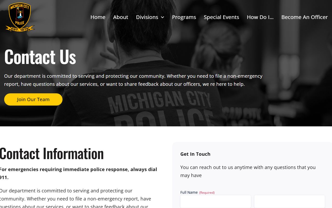 Michigan City Police contact for police records requests