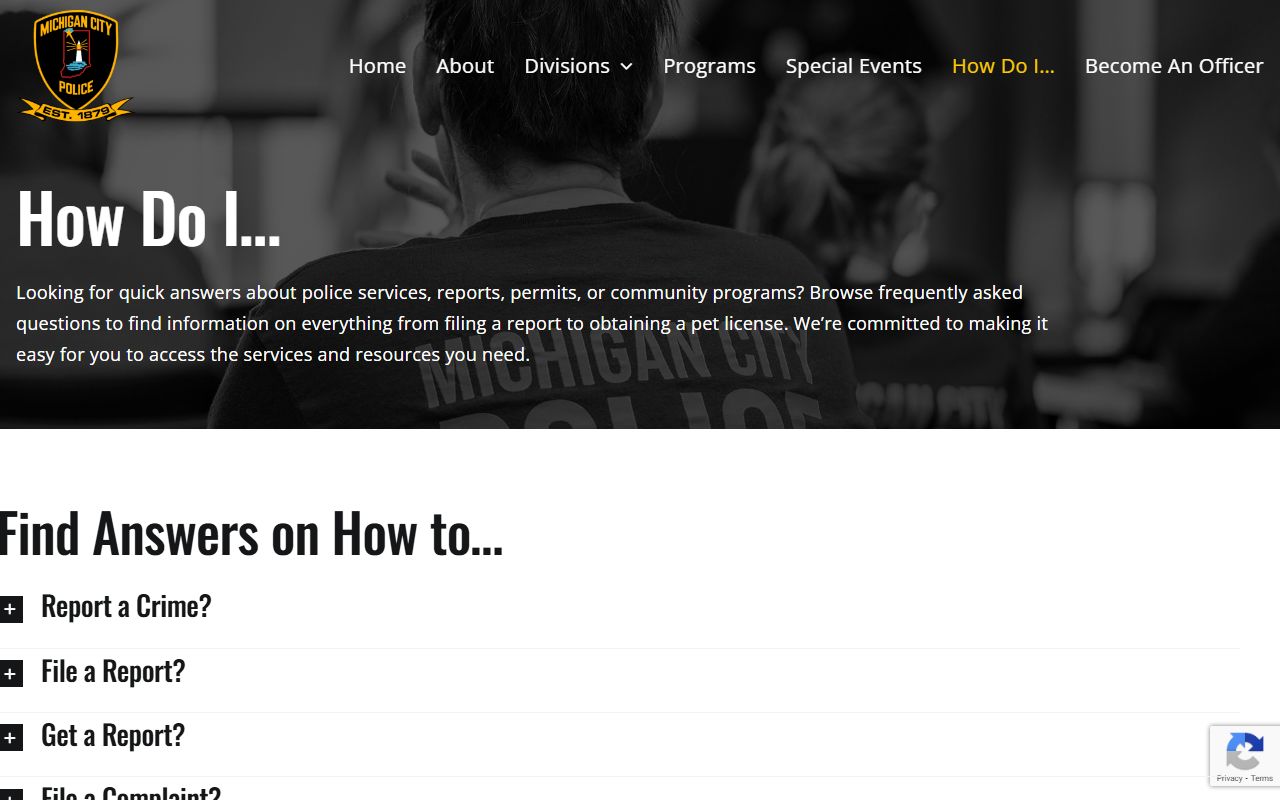 Michigan City Police how to request police records