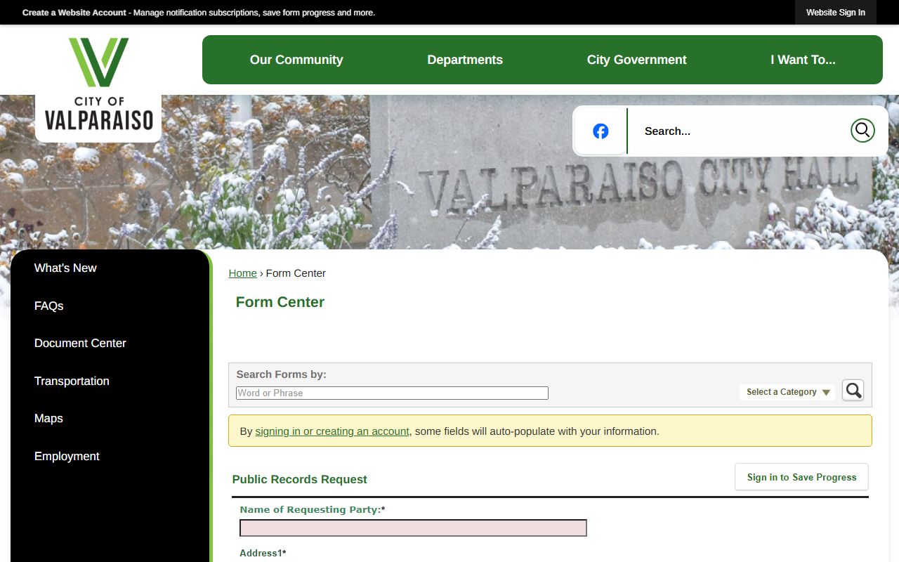 Valparaiso public records request form
