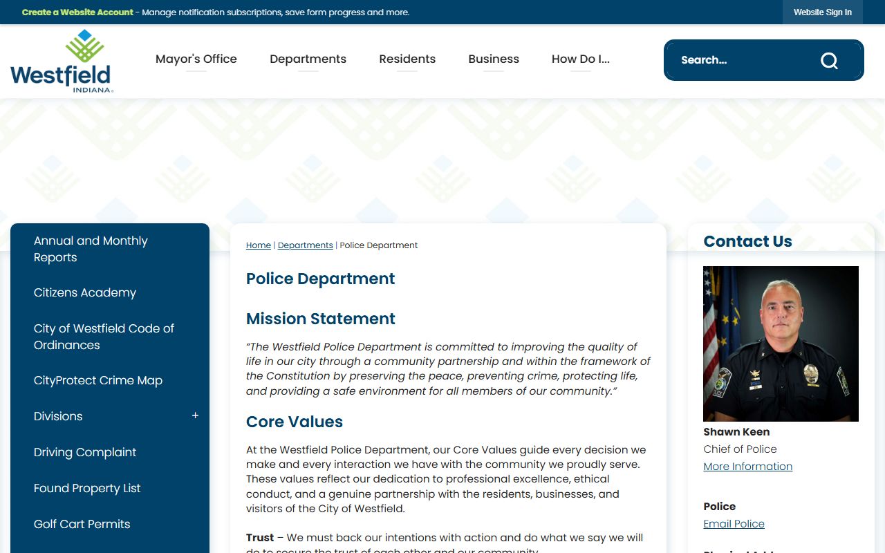 Westfield Police Department police records