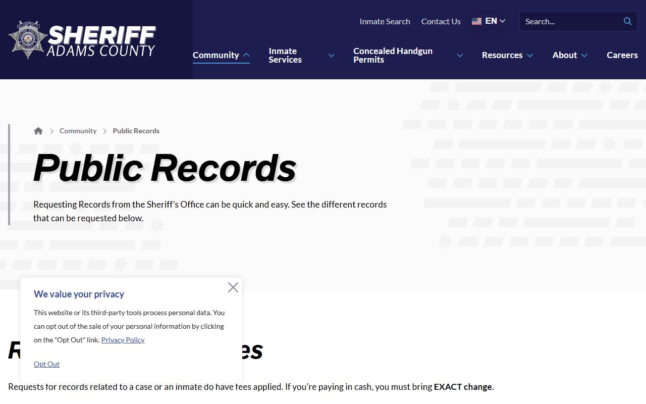 Adams County Sheriff police records