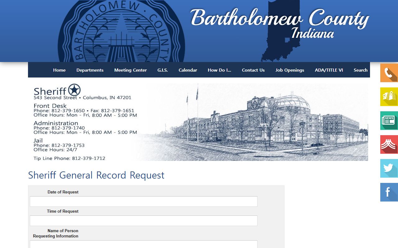 Bartholomew County Sheriff records request form police records