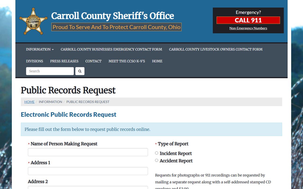 Carroll County Sheriff police records