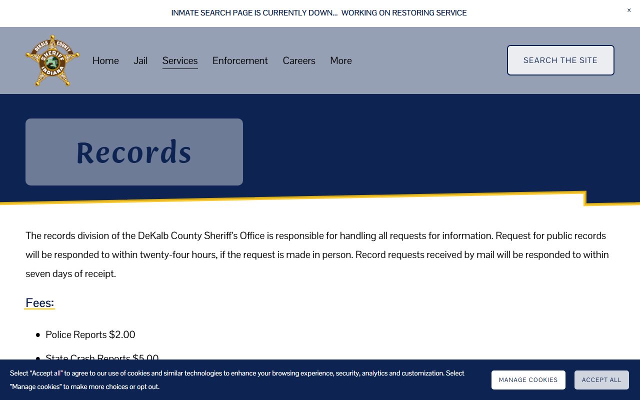 DeKalb County Sheriff records division police records