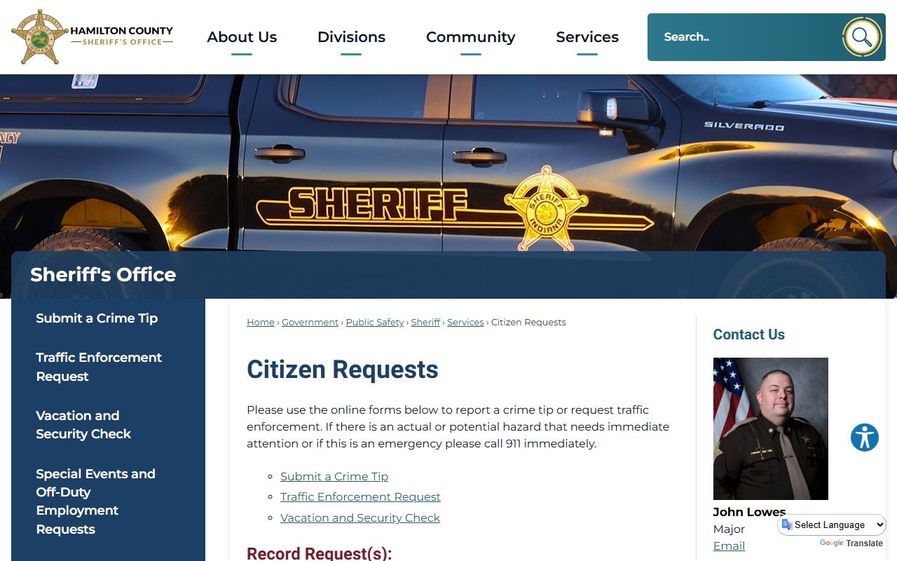Hamilton County Sheriff police records