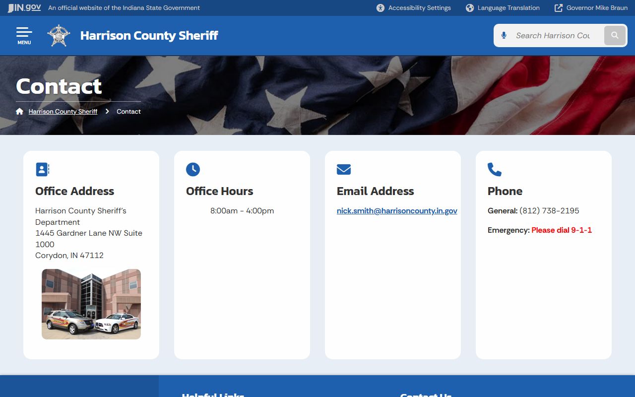Harrison County Sheriff contact page police records