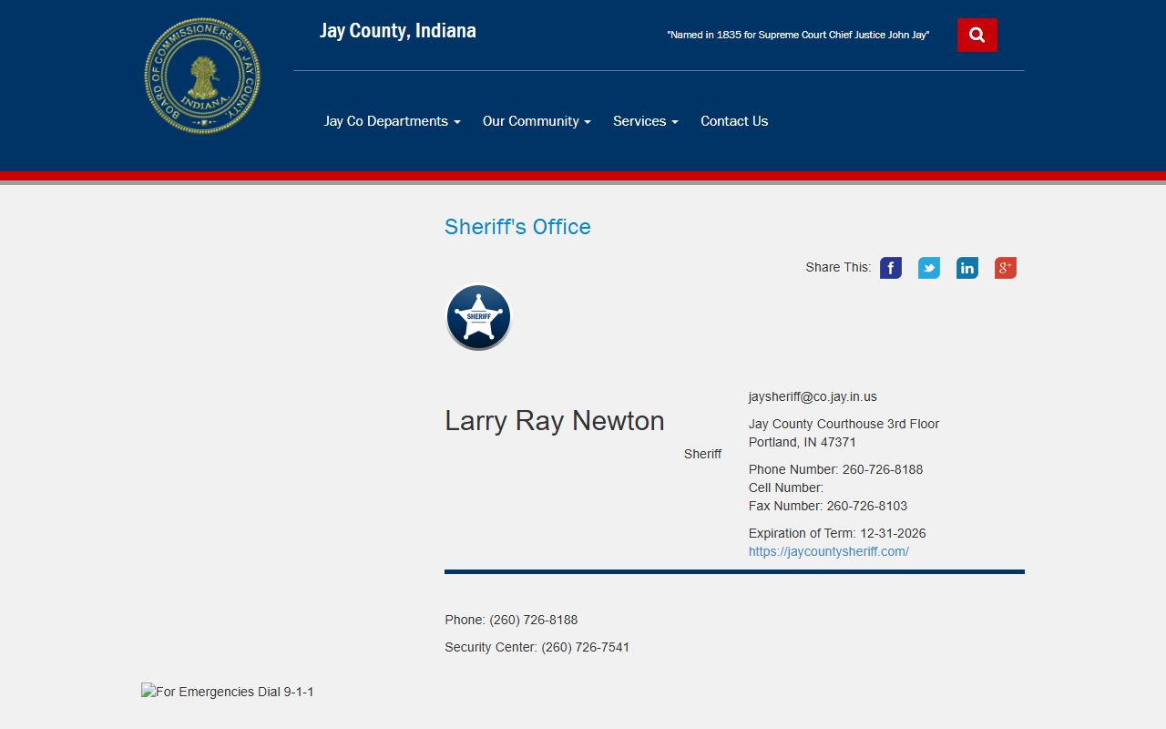 Jay County government sheriff information police records