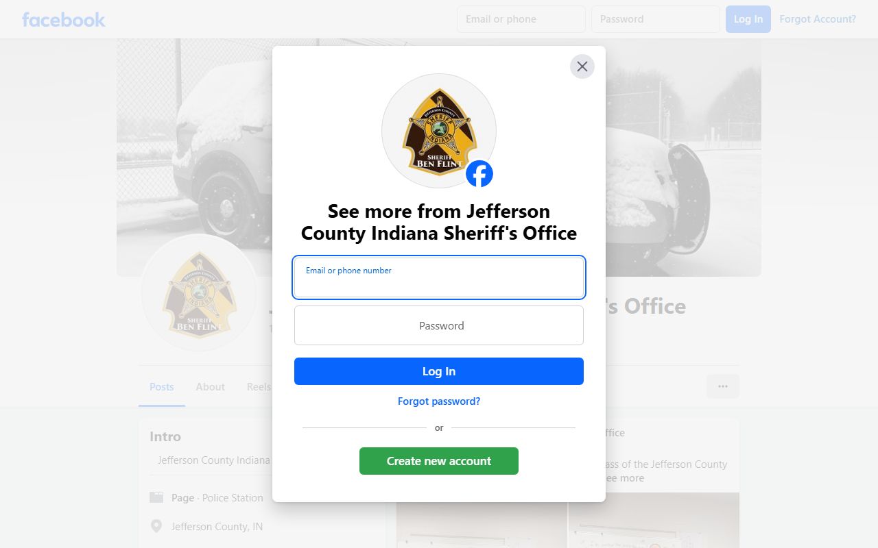 Jefferson County Indiana Sheriff Facebook police records