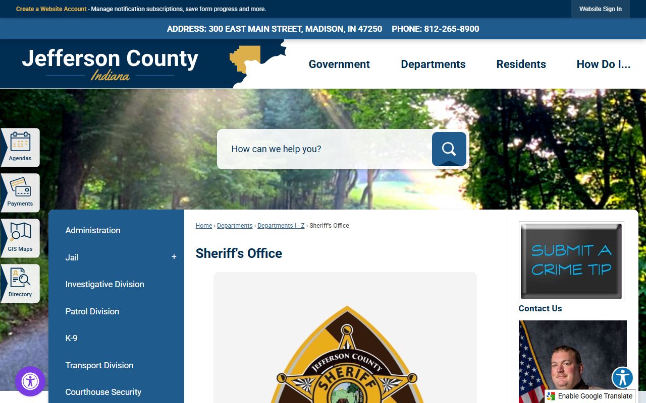 Jefferson County Indiana police records sheriff office