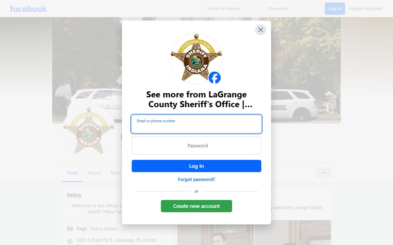 LaGrange County Sheriff Facebook page police records