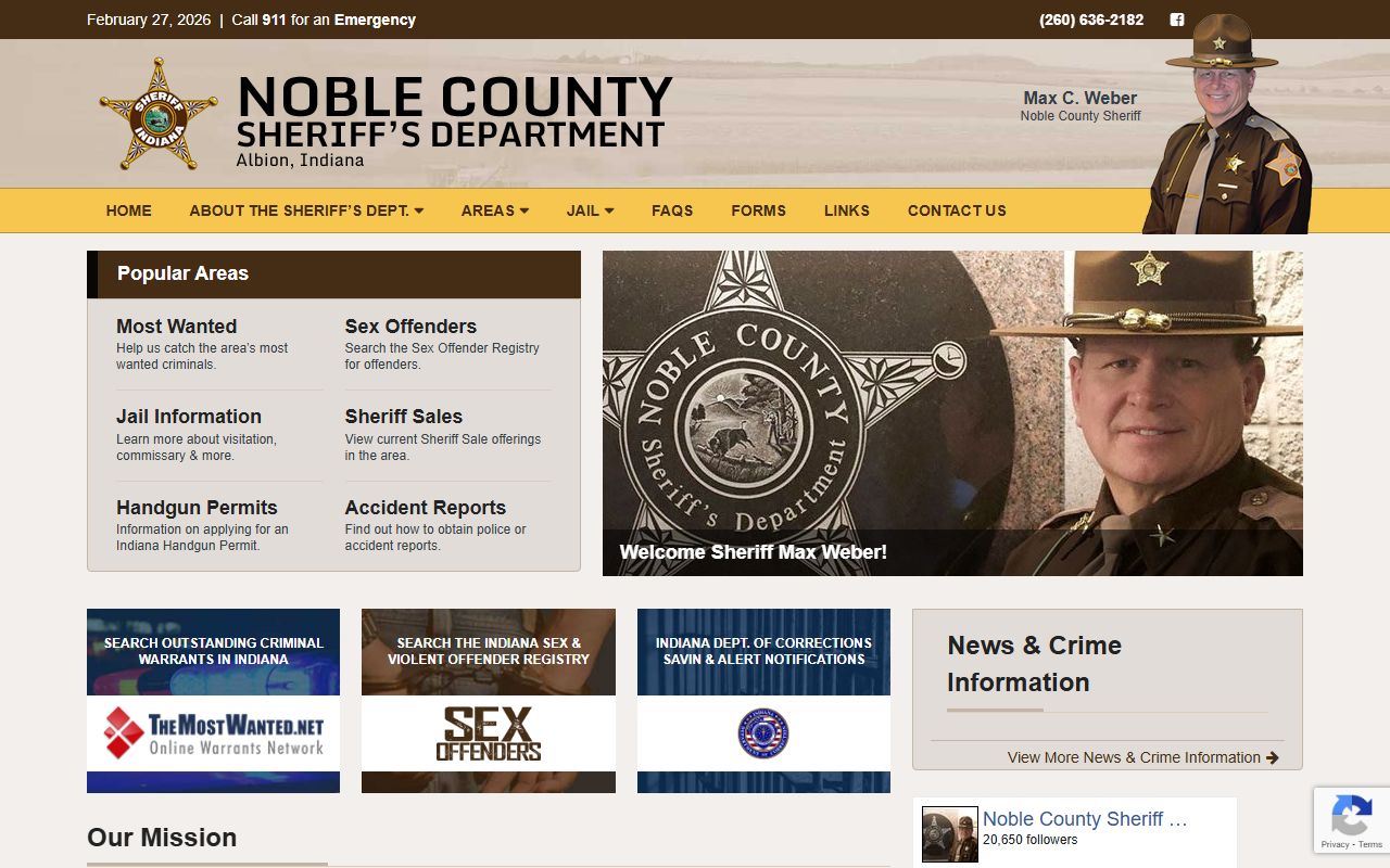 Noble County Sheriff police records