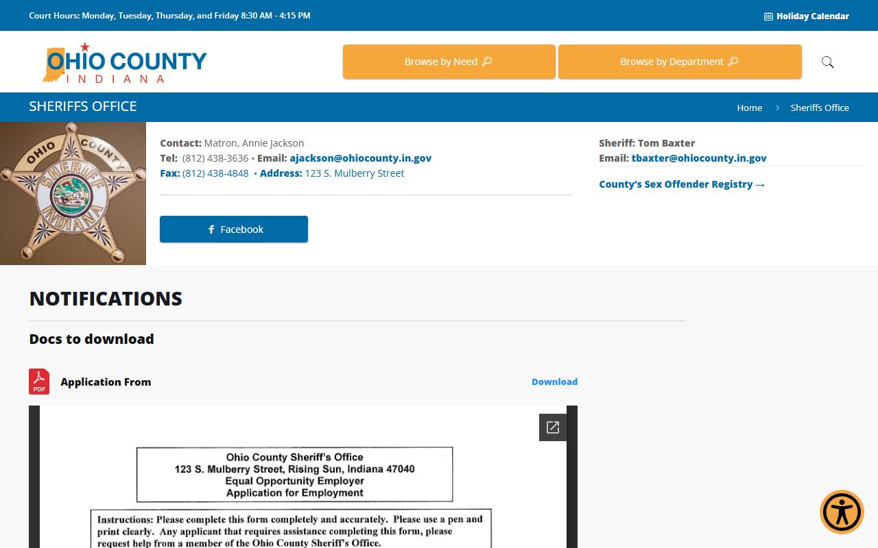 Ohio County Sheriff police records