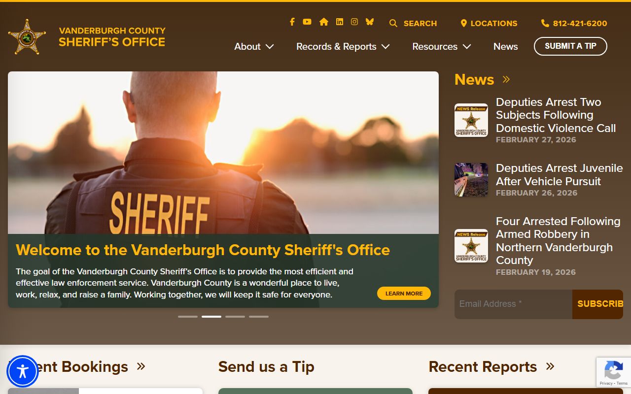 Vanderburgh County Sheriff police records